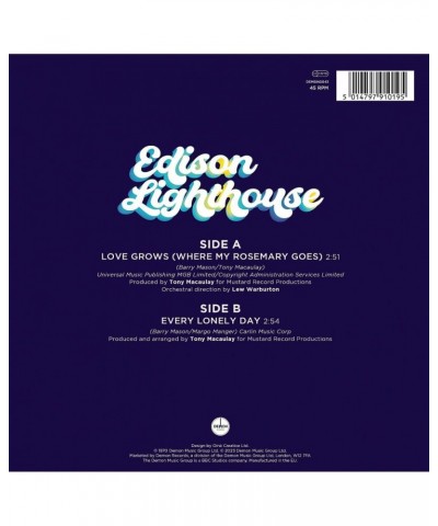 Edison Lighthouse Love Grows (Where My Rosemary Goes) [7"/Picture Disc] Vinyl Record $10.99 Vinyl