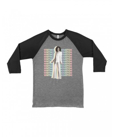 Whitney Houston 3/4 Sleeve Baseball Tee | Nothing But Love Pastel Rainbow Album Photo Image Shirt $8.57 Shirts