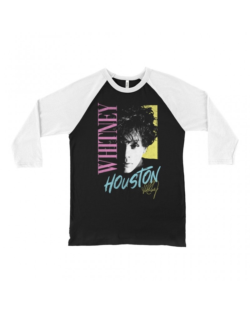 Whitney Houston 3/4 Sleeve Baseball Tee | Pastels Close Up Shirt $6.11 Shirts