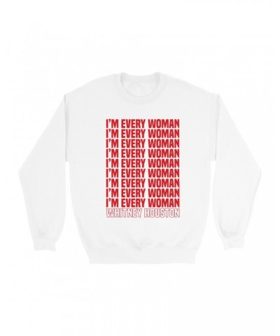 Whitney Houston Sweatshirt | I'm Every Woman Repeating Red Sweatshirt $5.59 Sweatshirts