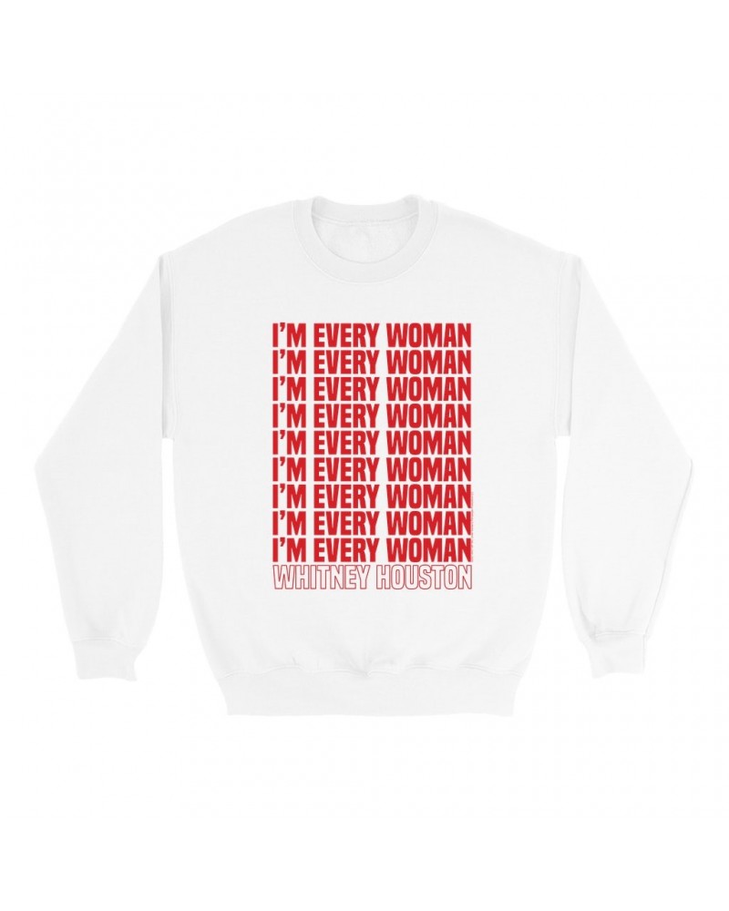 Whitney Houston Sweatshirt | I'm Every Woman Repeating Red Sweatshirt $5.59 Sweatshirts