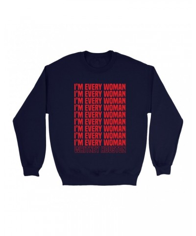 Whitney Houston Sweatshirt | I'm Every Woman Repeating Red Sweatshirt $5.59 Sweatshirts