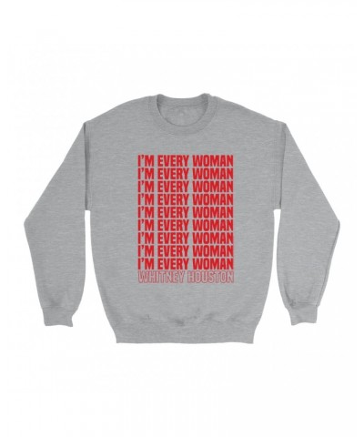 Whitney Houston Sweatshirt | I'm Every Woman Repeating Red Sweatshirt $5.59 Sweatshirts