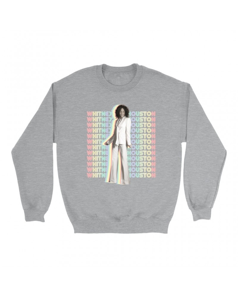 Whitney Houston Sweatshirt | Nothing But Love Pastel Rainbow Album Photo Image Sweatshirt $14.84 Sweatshirts