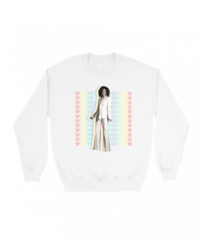 Whitney Houston Sweatshirt | Nothing But Love Pastel Rainbow Album Photo Image Sweatshirt $14.84 Sweatshirts