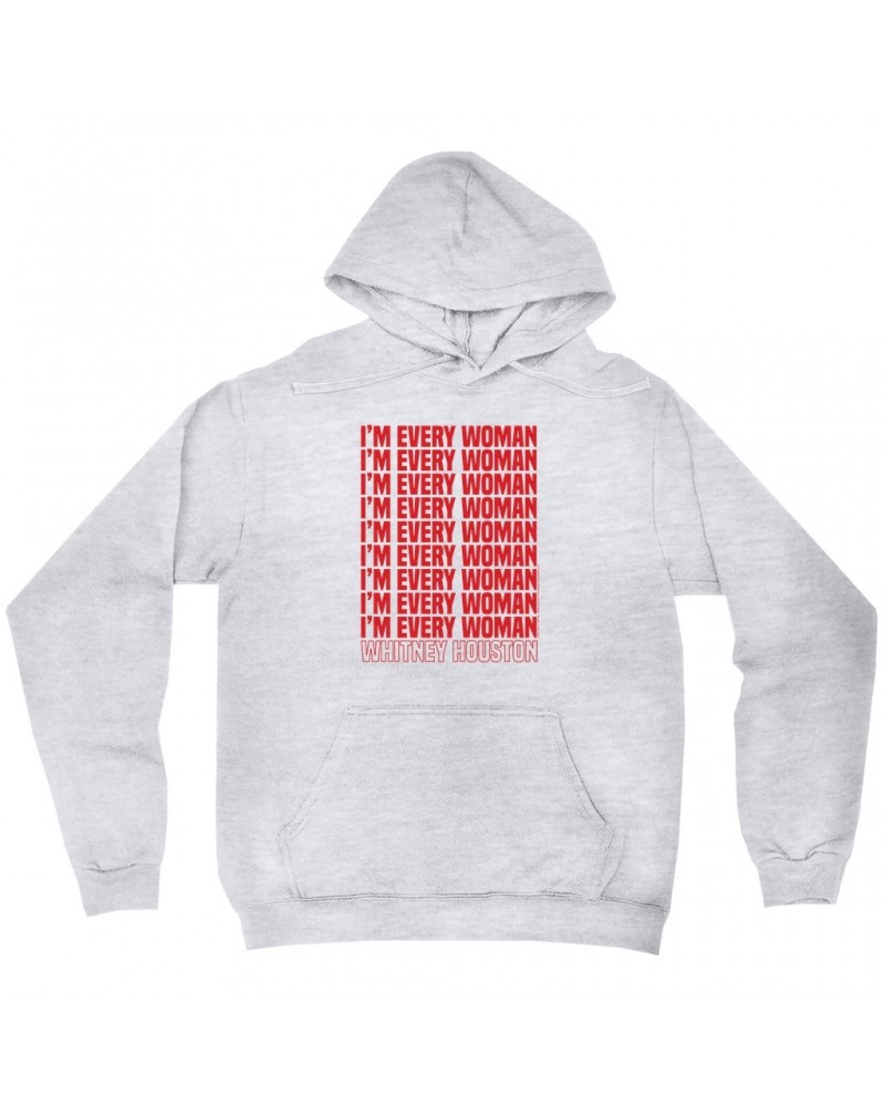 Whitney Houston Hoodie | I'm Every Woman Repeating Red Hoodie $13.32 Sweatshirts