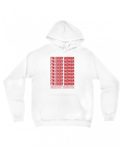 Whitney Houston Hoodie | I'm Every Woman Repeating Red Hoodie $13.32 Sweatshirts