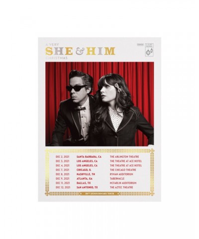 She & Him 2021 Limited Edition Screen Printed Tour Poster $6.96 Decor