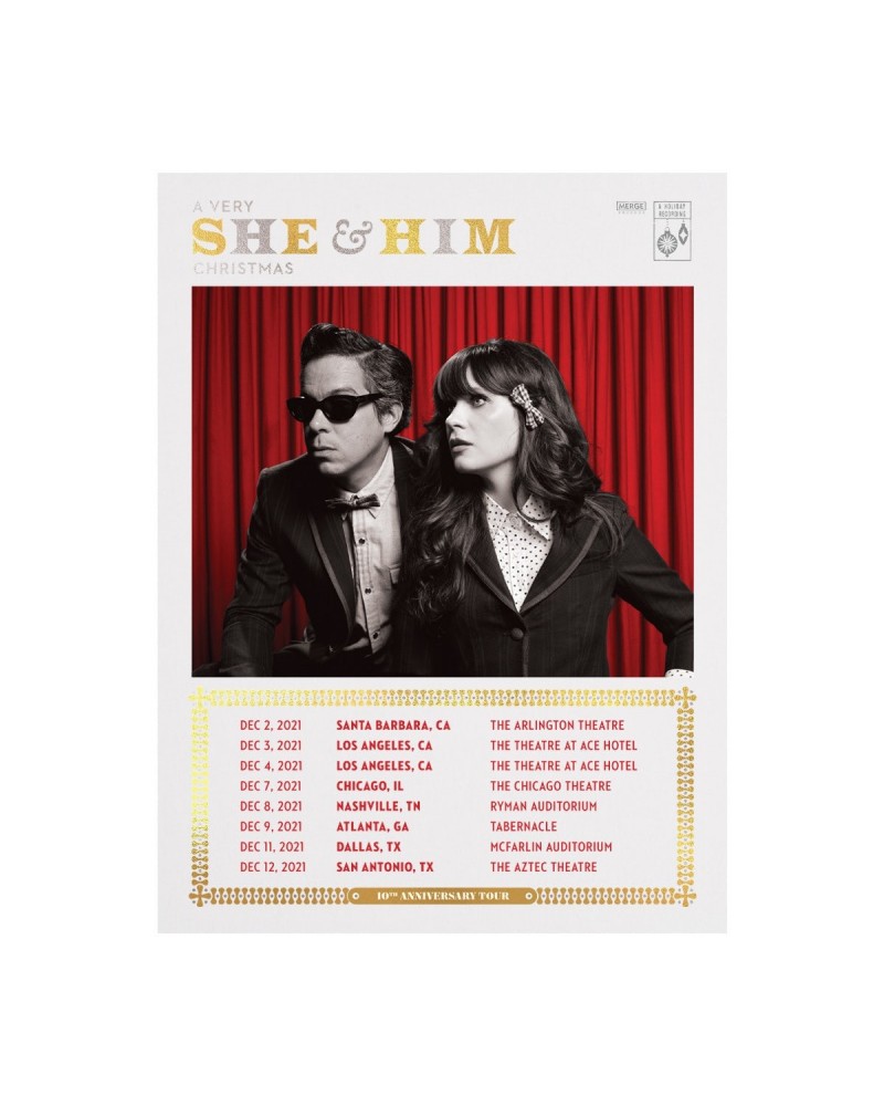 She & Him 2021 Limited Edition Screen Printed Tour Poster $6.96 Decor