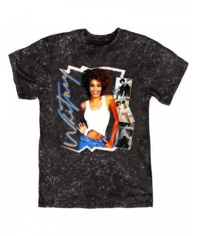 Whitney Houston T-shirt | Rainbow Ombre Electric Collage Mineral Wash Shirt $11.09 Shirts