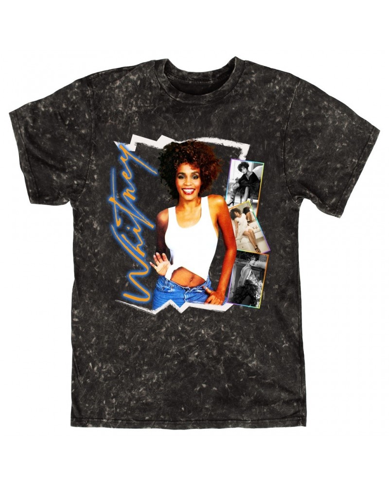 Whitney Houston T-shirt | Rainbow Ombre Electric Collage Mineral Wash Shirt $11.09 Shirts