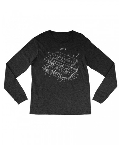 Music Life Heather Long Sleeve Shirt | Cassette Diagram Shirt $4.68 Shirts