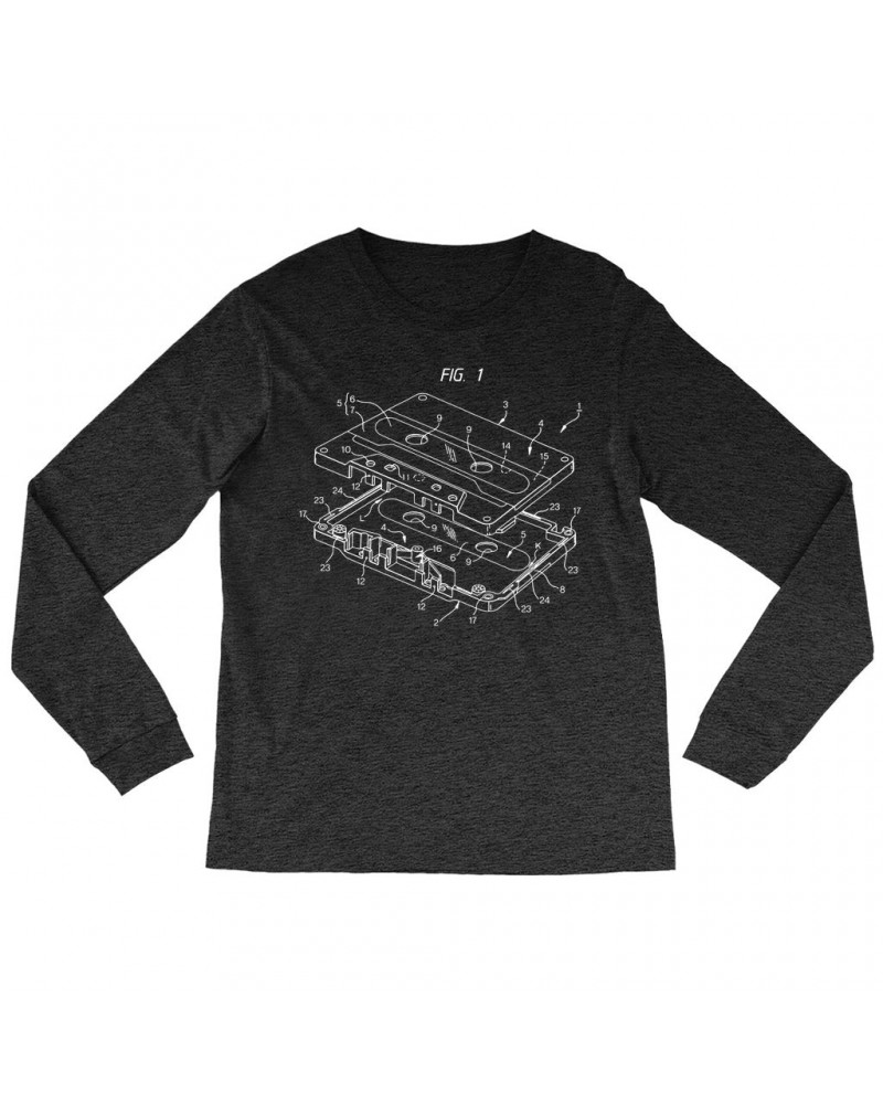 Music Life Heather Long Sleeve Shirt | Cassette Diagram Shirt $4.68 Shirts