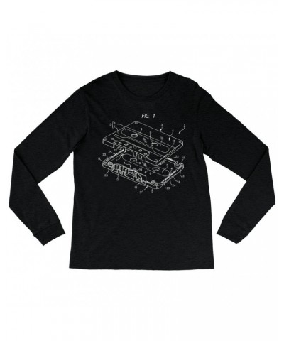 Music Life Heather Long Sleeve Shirt | Cassette Diagram Shirt $4.68 Shirts