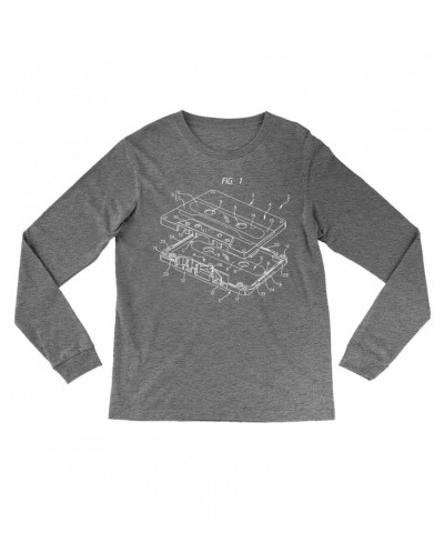 Music Life Heather Long Sleeve Shirt | Cassette Diagram Shirt $4.68 Shirts