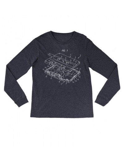 Music Life Heather Long Sleeve Shirt | Cassette Diagram Shirt $4.68 Shirts