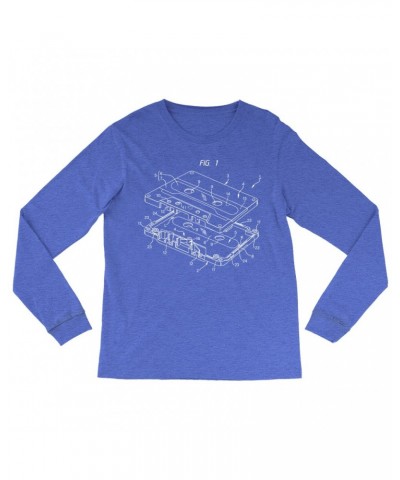 Music Life Heather Long Sleeve Shirt | Cassette Diagram Shirt $4.68 Shirts