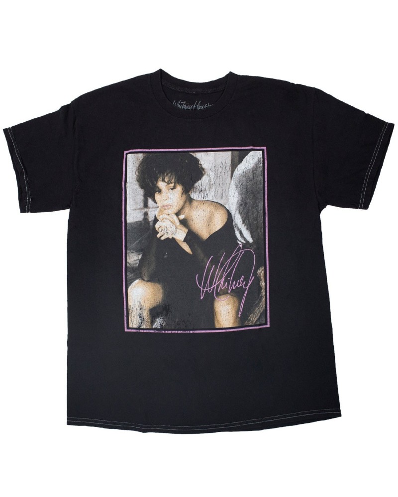 Whitney Houston Vintage Gaze Black T-Shirt $5.44 Shirts