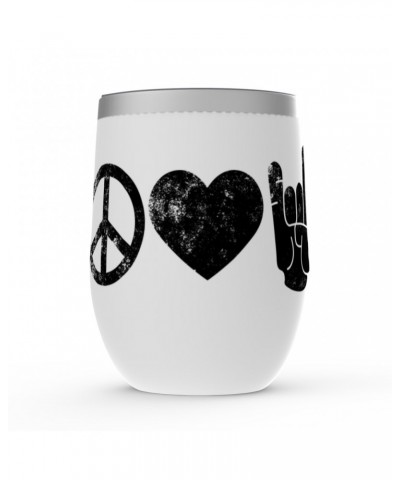 Music Life Wine Tumbler | Peace Love Rock n' Roll Stemless Wine Tumbler $6.96 Drinkware