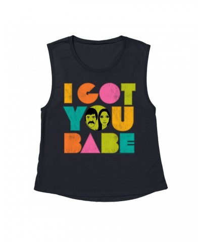 Sonny & Cher Ladies' Muscle Tank Top | I Got You Babe Pastel Logo Distressed Shirt $11.69 Shirts