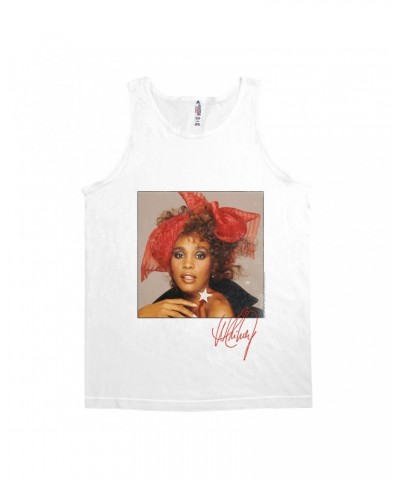 Whitney Houston Unisex Tank Top | Whitney Red Star Photo With Signature Distressed Shirt $7.19 Shirts