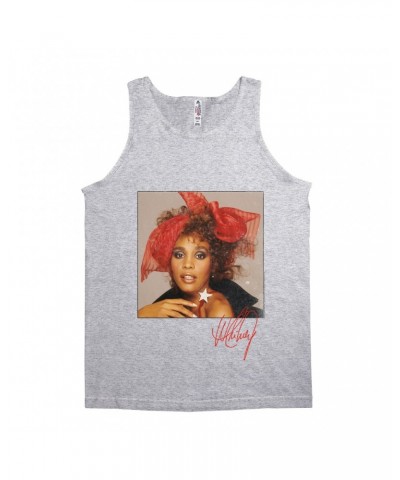 Whitney Houston Unisex Tank Top | Whitney Red Star Photo With Signature Distressed Shirt $7.19 Shirts