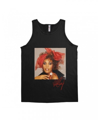 Whitney Houston Unisex Tank Top | Whitney Red Star Photo With Signature Distressed Shirt $7.19 Shirts