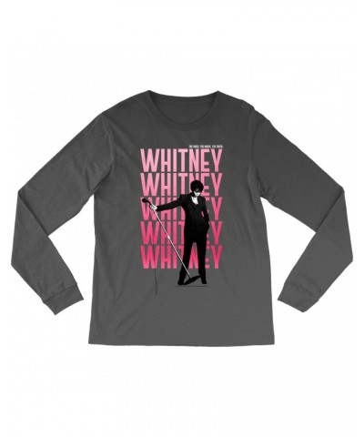 Whitney Houston Long Sleeve Shirt | Voice Music Truth Cover Art Ombre Pink Image Shirt $6.97 Shirts