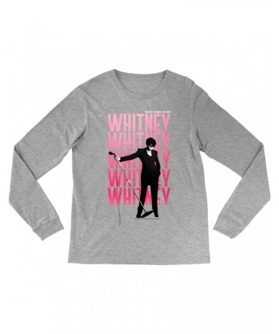 Whitney Houston Long Sleeve Shirt | Voice Music Truth Cover Art Ombre Pink Image Shirt $6.97 Shirts