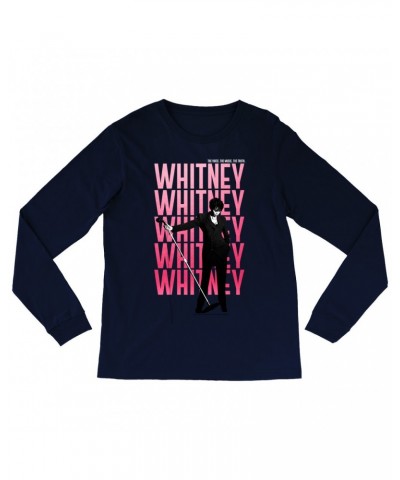 Whitney Houston Long Sleeve Shirt | Voice Music Truth Cover Art Ombre Pink Image Shirt $6.97 Shirts