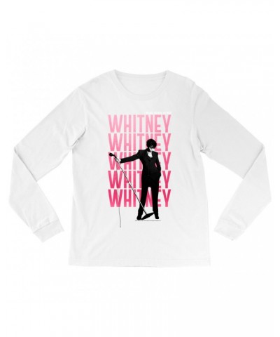 Whitney Houston Long Sleeve Shirt | Voice Music Truth Cover Art Ombre Pink Image Shirt $6.97 Shirts