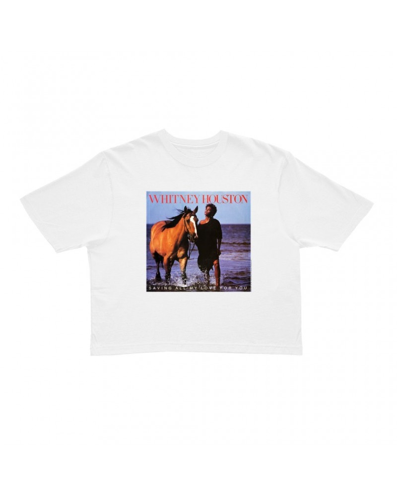 Whitney Houston Ladies' Crop Tee | Saving All My Love For You Album Cover Crop T-shirt $10.53 Shirts