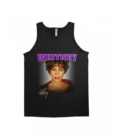 Whitney Houston Unisex Tank Top | Whitney Close Up And Varsity Purple Logo Shirt $8.39 Shirts