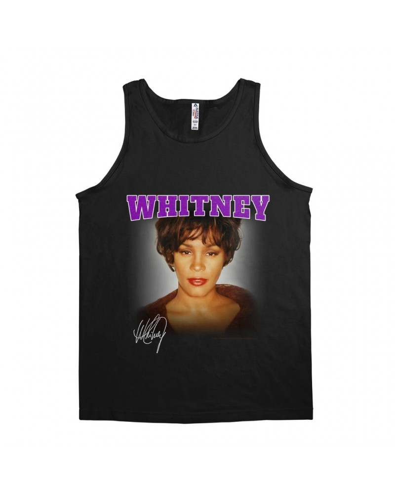 Whitney Houston Unisex Tank Top | Whitney Close Up And Varsity Purple Logo Shirt $8.39 Shirts