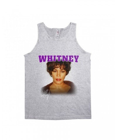 Whitney Houston Unisex Tank Top | Whitney Close Up And Varsity Purple Logo Shirt $8.39 Shirts