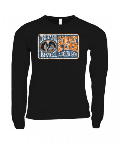 Sonny & Cher Long Sleeve Shirt | Indiana Beach Horizontal Concert Banner Distressed Shirt $11.51 Shirts