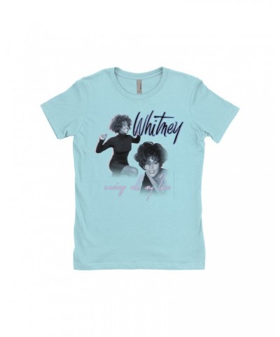 Whitney Houston Ladies' Boyfriend T-Shirt | Saving All My Love Pastel Photo Collage Shirt $8.59 Shirts