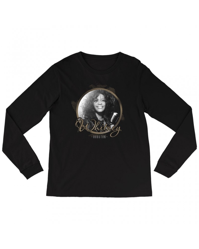 Whitney Houston Long Sleeve Shirt | Circular Frame And Logo Design Shirt $5.57 Shirts