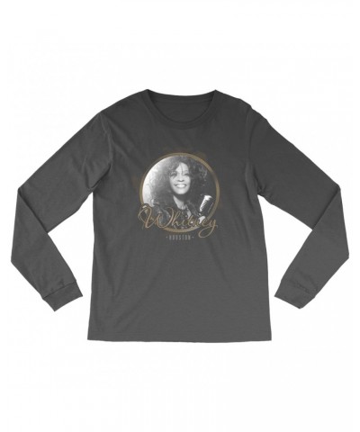 Whitney Houston Long Sleeve Shirt | Circular Frame And Logo Design Shirt $5.57 Shirts