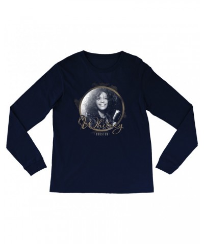 Whitney Houston Long Sleeve Shirt | Circular Frame And Logo Design Shirt $5.57 Shirts