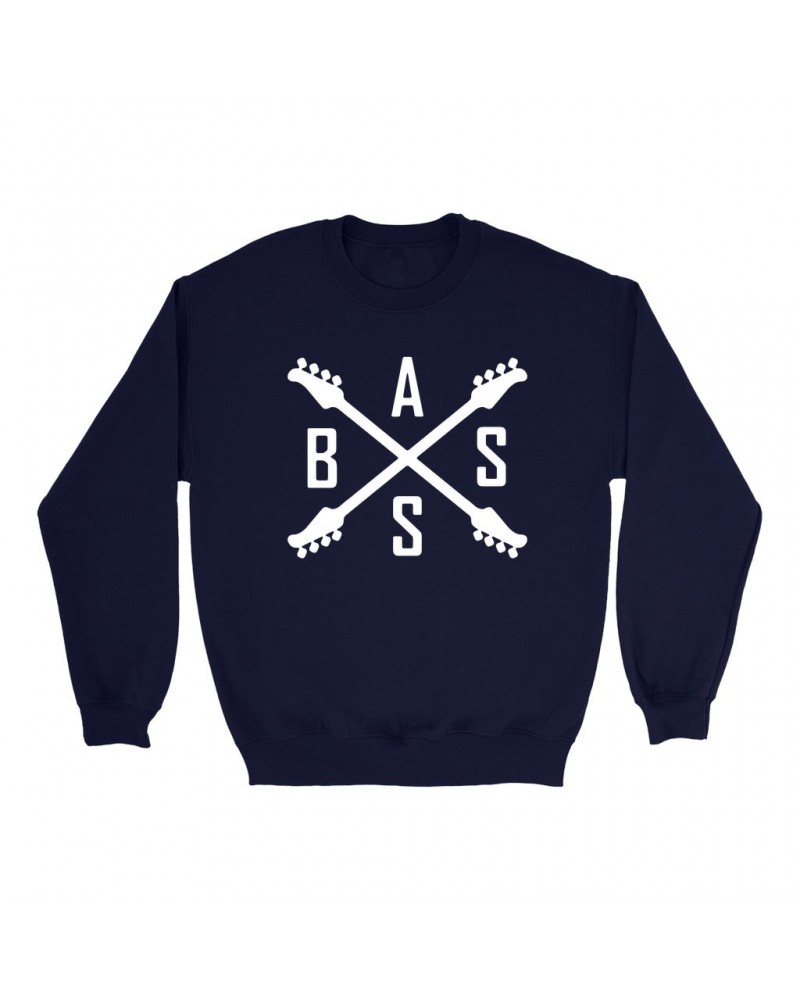 Music Life Sweatshirt | Bass Player Emblem Sweatshirt $5.94 Sweatshirts