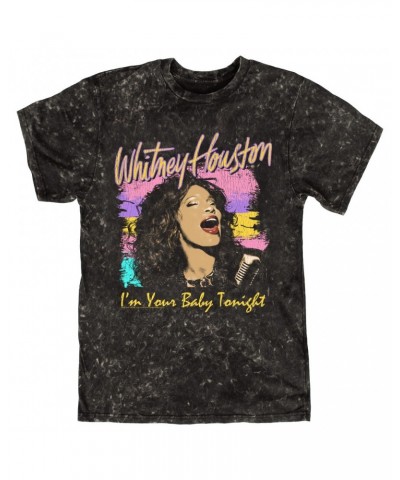 Whitney Houston T-shirt | I'm Your Baby Tonight Colorful Illustration Mineral Wash Shirt $6.00 Shirts