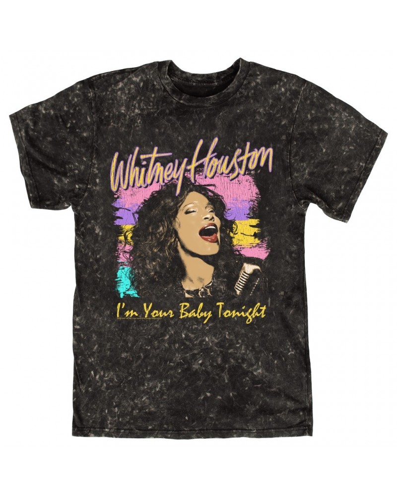 Whitney Houston T-shirt | I'm Your Baby Tonight Colorful Illustration Mineral Wash Shirt $6.00 Shirts