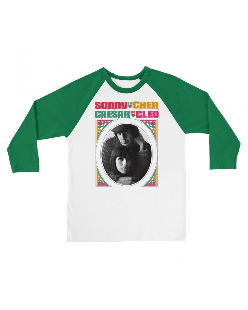 Sonny & Cher 3/4 Sleeve Baseball Tee | Retro Frame Caesar And Cleo Image Shirt $26.54 Shirts