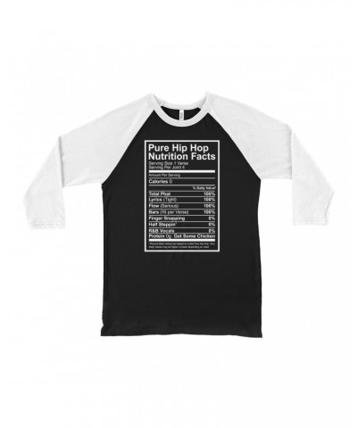 Music Life 3/4 Sleeve Baseball Tee | Hip Hop Nutrition Facts Shirt $10.79 Shirts