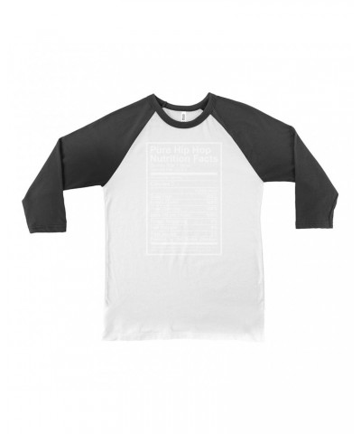 Music Life 3/4 Sleeve Baseball Tee | Hip Hop Nutrition Facts Shirt $10.79 Shirts